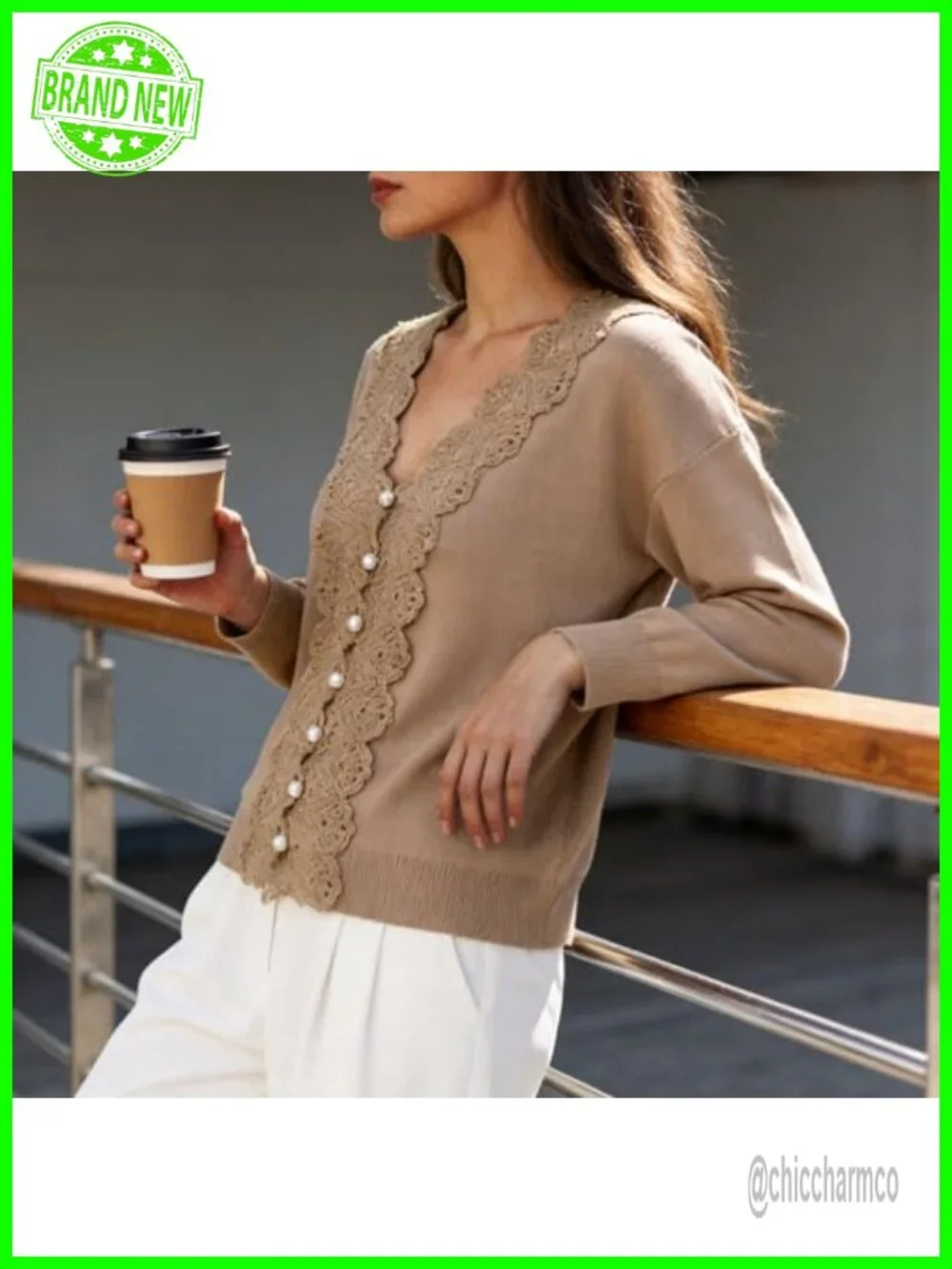Knitted Lace Cardigan Button Down Bolero Shrug Scallop Trim Elegant Dressy